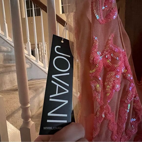 JOVANI irridescent coral mini dress - Picture 6 of 6
